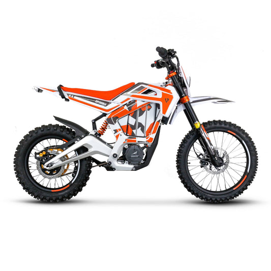 Superhuman Champ Pro R electric dirt bike in Silver, side view