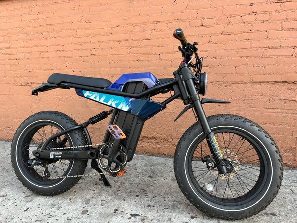 electric bicycle 750 watts Custom Blue Sunset 750 w Electric e-Moto Style eBike 20x4 Fat tire ele