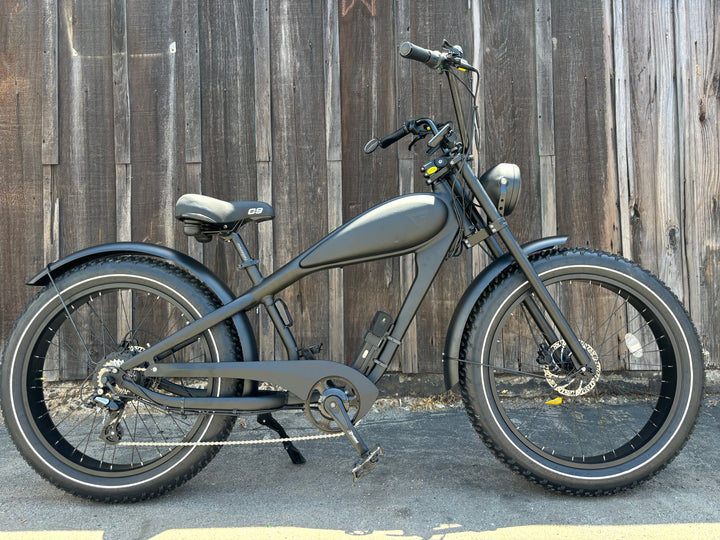 Custom Black Wave 750 w Electric Vintage eBike 26x4 Fat tire electric bike - eBike Super Shop