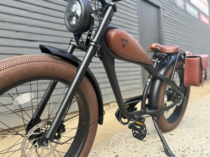 Custom Cafe Racer 750 w Electric Vintage eBikeStep Over 26x4 Fat tire electric bike - eBike Super Shop