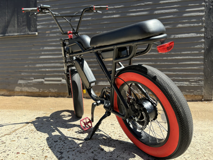 E Fat Ripper Custom Electric Moto Style eBike - Red Ripper 750 Watt 20x4 Inch Fat ...