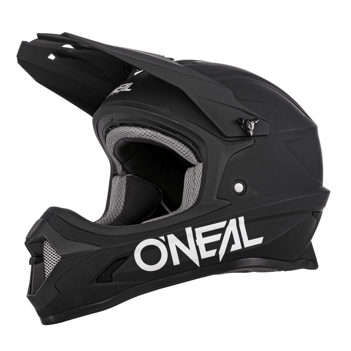 Black O'Neal 1 SRS Youth eMOTO helmet in X-Large size, side view