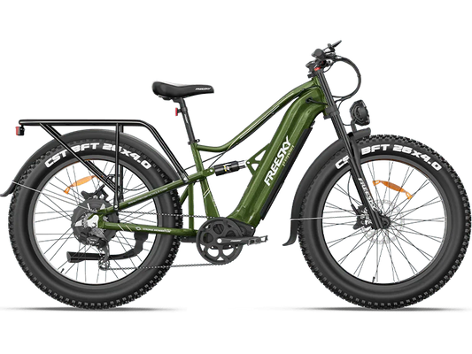 Green Freesky Swift Horse Pro X-6E electric bike, side view, displayed on a white background