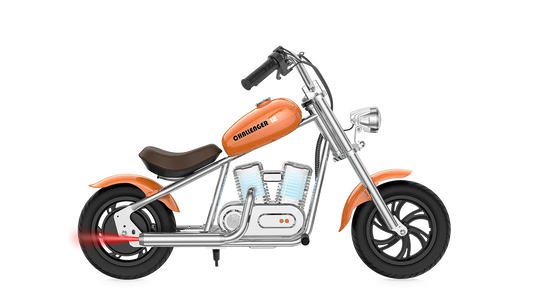 Orange eMOTO Hyper Gogo Challenger 12 Plus electric bike with app connectivity, side view, product image