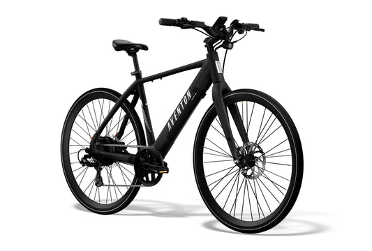 Aventon Soltera 2.5 electric bike in matte black, side view, displayed on a white background