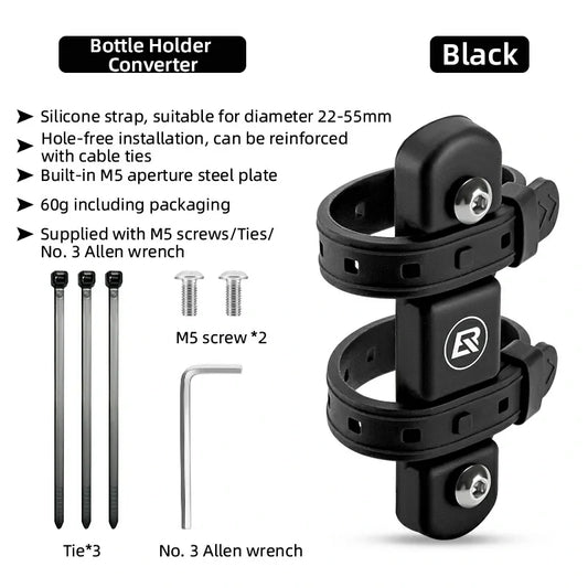 Bike Bottle Cage Adapter Converter with Silicone Strap