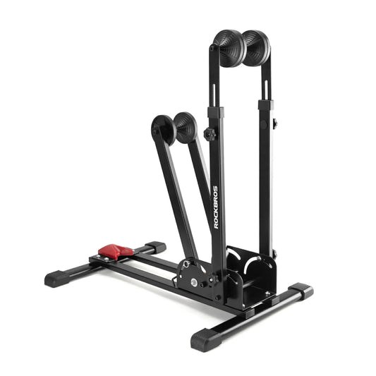 2-in-1 Adjustable Bike Stand Foldable Floor Vertical Rack Sturdy Carbon Steel for 24-27.5 Wheels