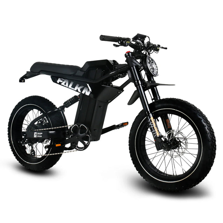 Black GOLDEN CYCLE Falkn 750w Moto eBike 20x4 Fat Electric e-Moto Style eBike