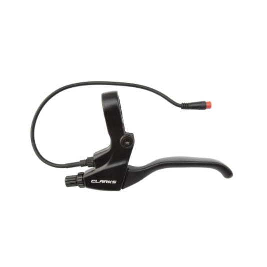 A left-side Clarks bicycle brake lever, silver and black, designed for handlebar mounting.