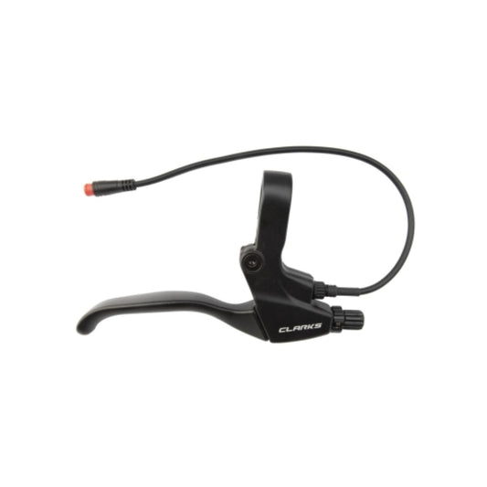 A Clarks right-side bicycle brake lever, silver and black, designed for handlebar mounting.