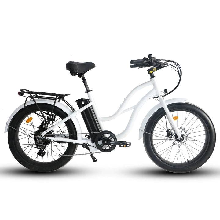 Coastal Cruiser 52v 24 Thru 750W Step Thru Ebike 24x3 Fat Tire Fat Tire Cruiser - Fat Tire eBike - COAST|FATT|WHITE|0003 eBike Super Shop