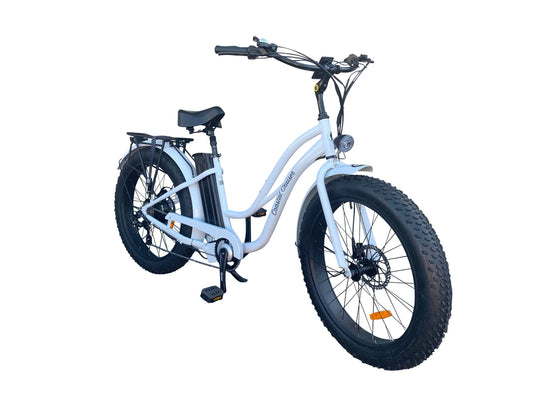 Coastal Cruiser 52V 26 Thru 750W Step Thru Ebike 26x4 Fat Tire Fat Tire Electric Beach Cruiser - Fat Tire Cruiser eBike - eBike Super Shop