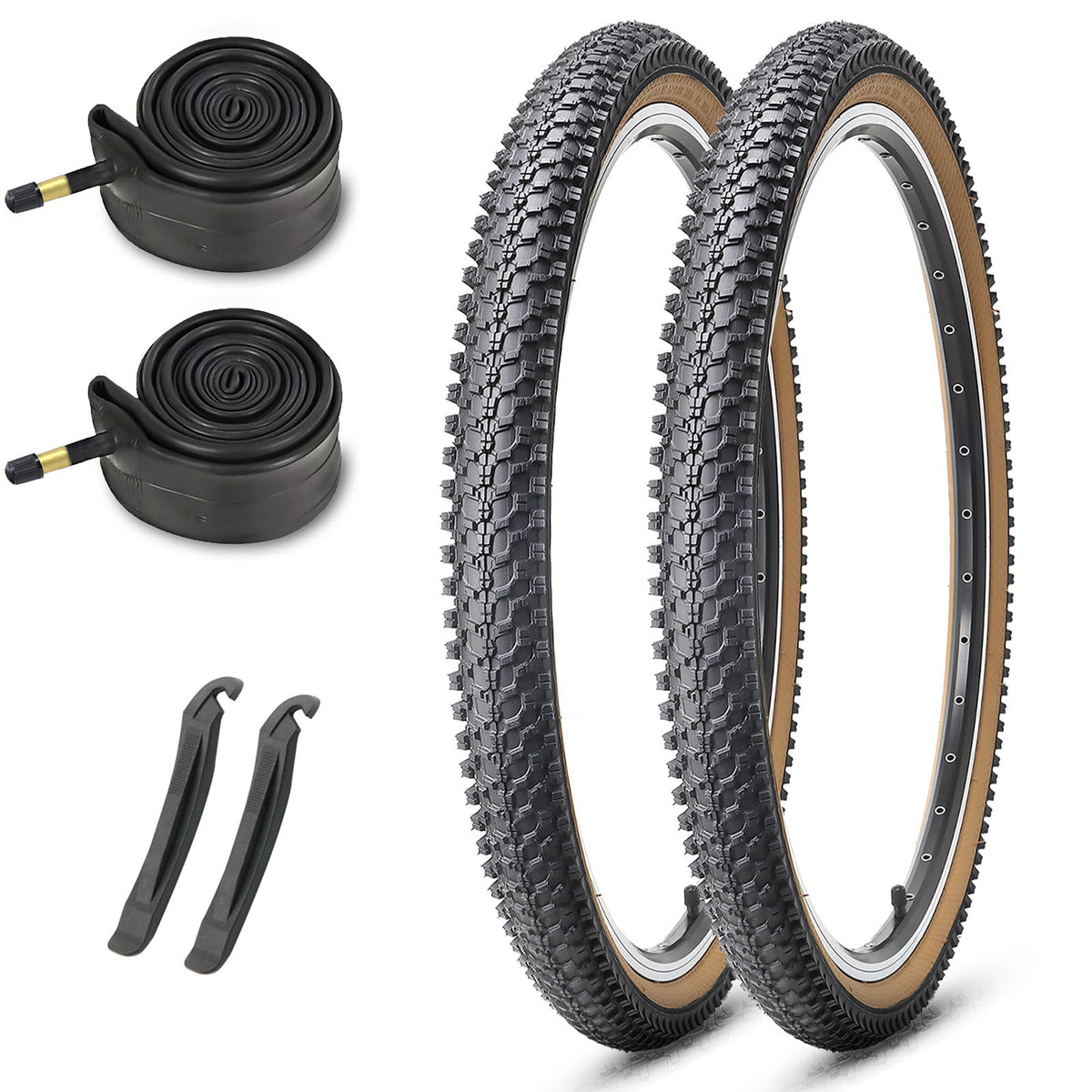 CrossBand Brown Wall - 26"×1.95" - Bicycle Tires - SHP - HY8008_26195SKIN*2+TB26 eBike Super Shop