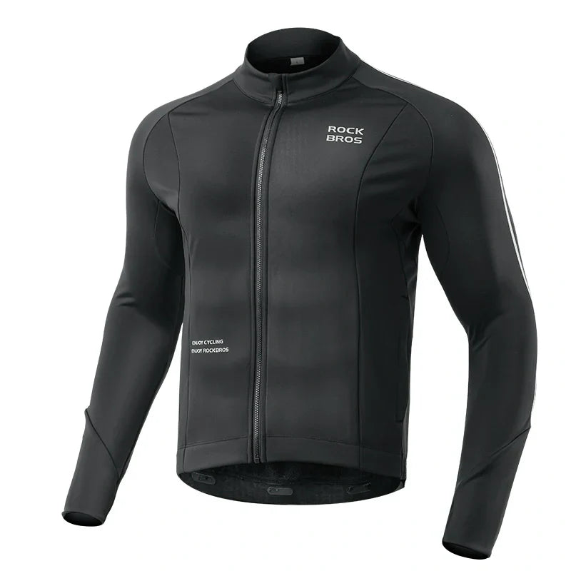 Men's Cycling Fleece Jersey Long Sleeve for 32°F–50°F