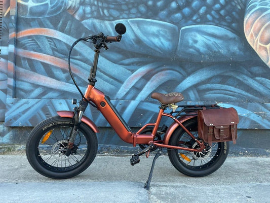 eBike Aged Brown Leather Saddle Bags for ebike by Way Cool Electric Bikes - Electric Bike Super Shop