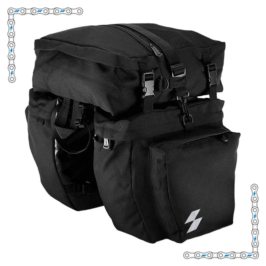 eBike Black Canvas Triple Saddle Bags for Electric Bike - Accessories - eBike Super Shop