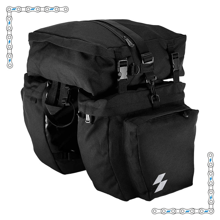 eBike Black Canvas Triple Saddle Bags for Electric Bike - Accessories - EBIKE|ACCES|0424 eBike Super Shop