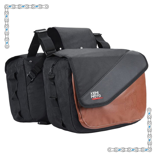 eBike Black Canvas with Brown Leather Saddle Bags for ebike - Accessories - eBike Super Shop