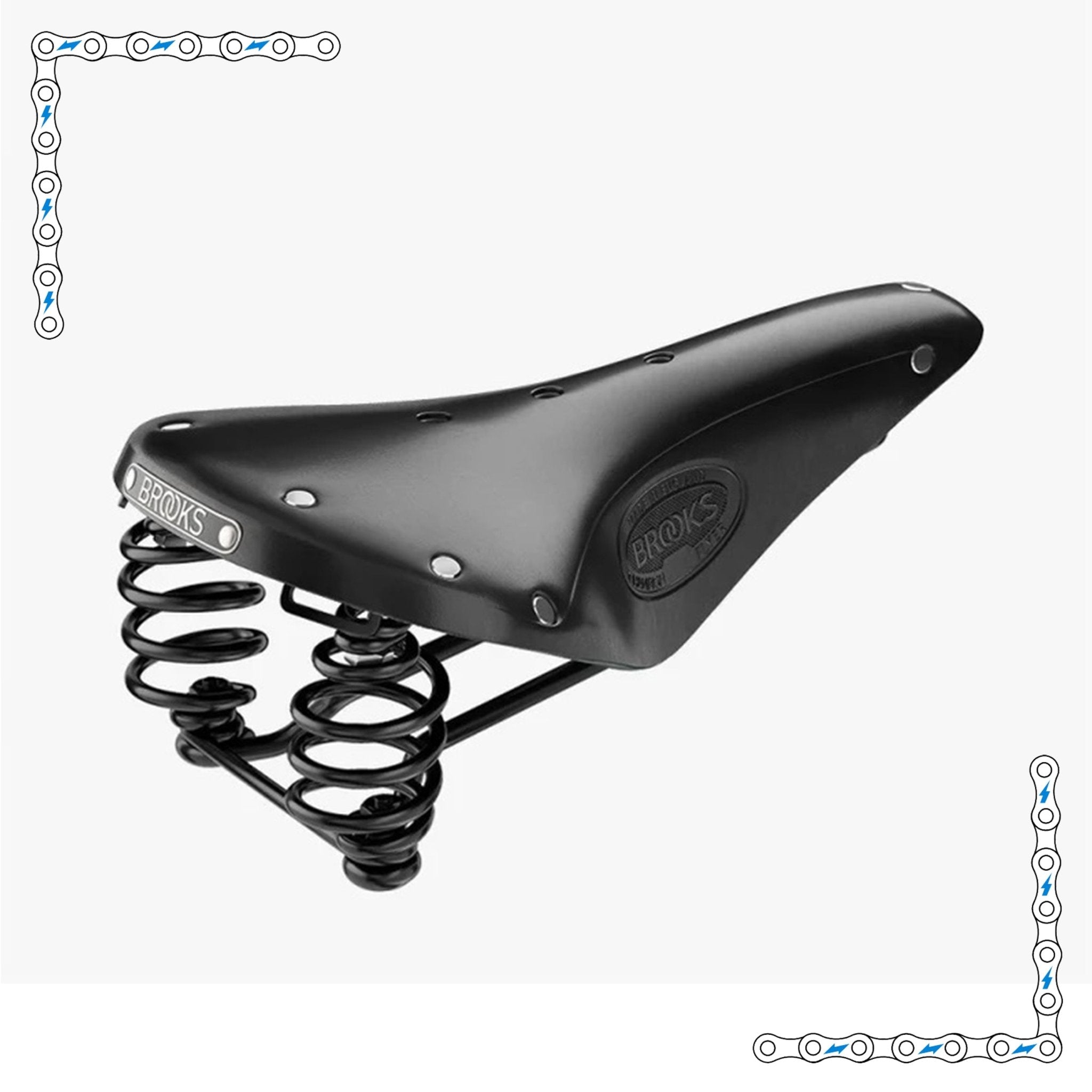 eBike Black Leather Brooks Spring Saddle for Ebikes | eBike Super Shop
