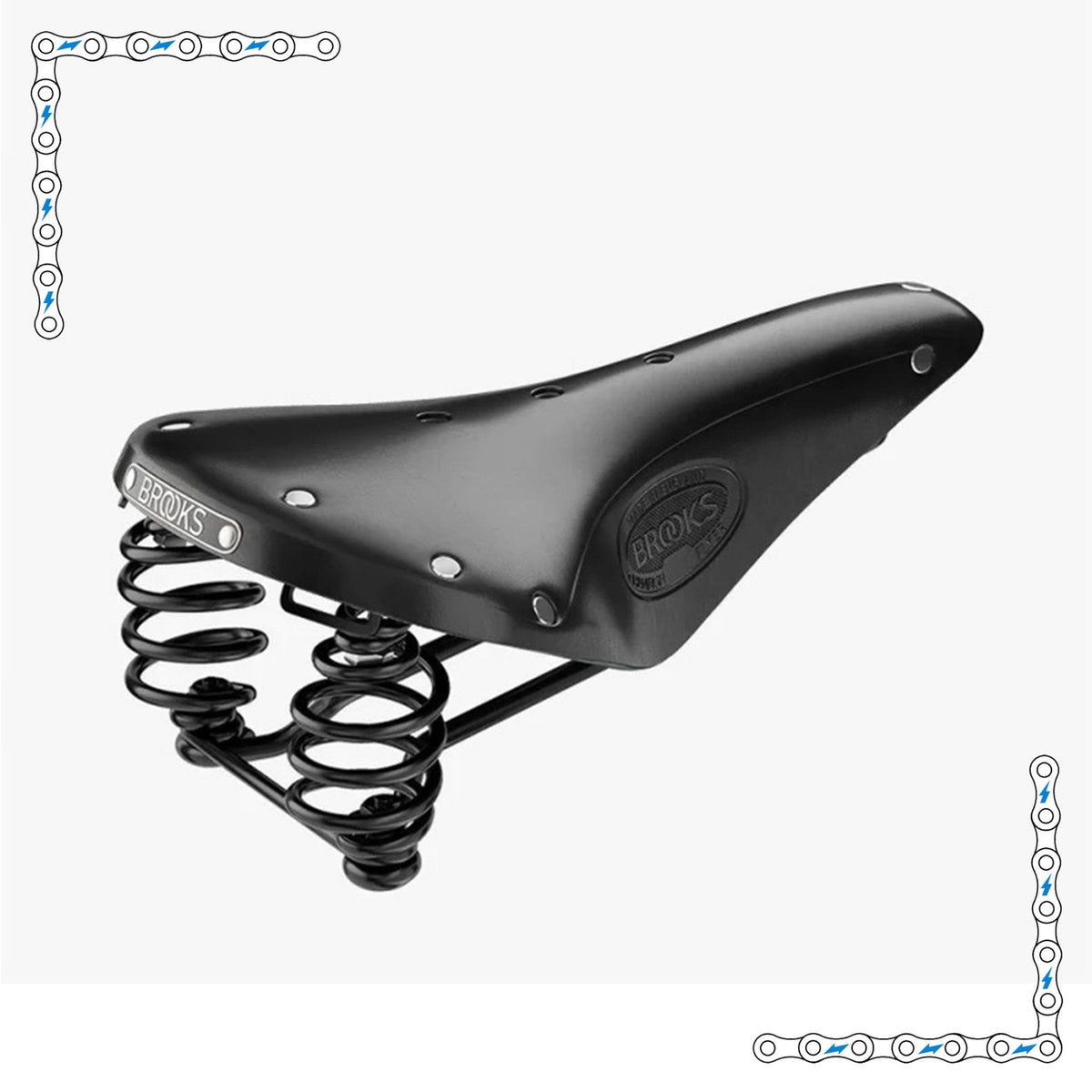 eBike Black Leather Brooks Spring Saddle for Ebikes - Parts - BROOK|ACCES|0466 eBike Super Shop