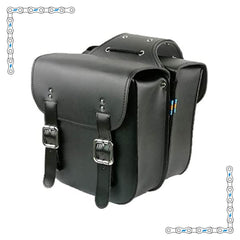 eBike Black Leather Double Buckle Saddle Bags for ebike