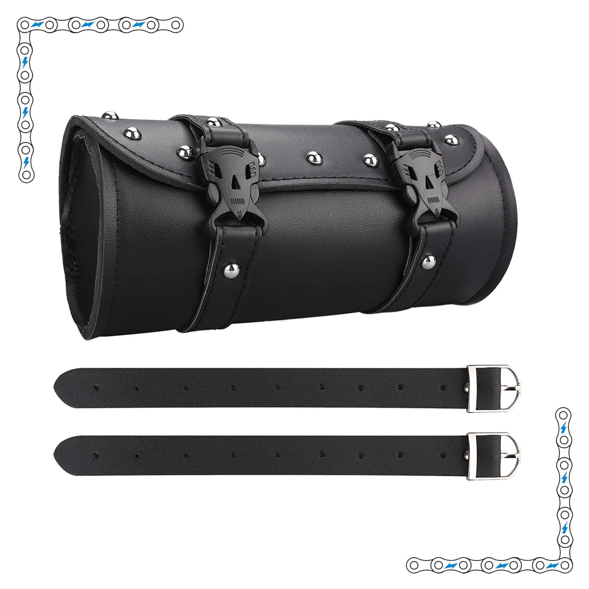 eBike Black Leather Rounded Studded Bar Bag for ebike - Accessories - EBIKE|ACCES|0418 eBike Super Shop