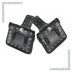 eBike Black Leather Studded Moto Saddle Bags for ebike