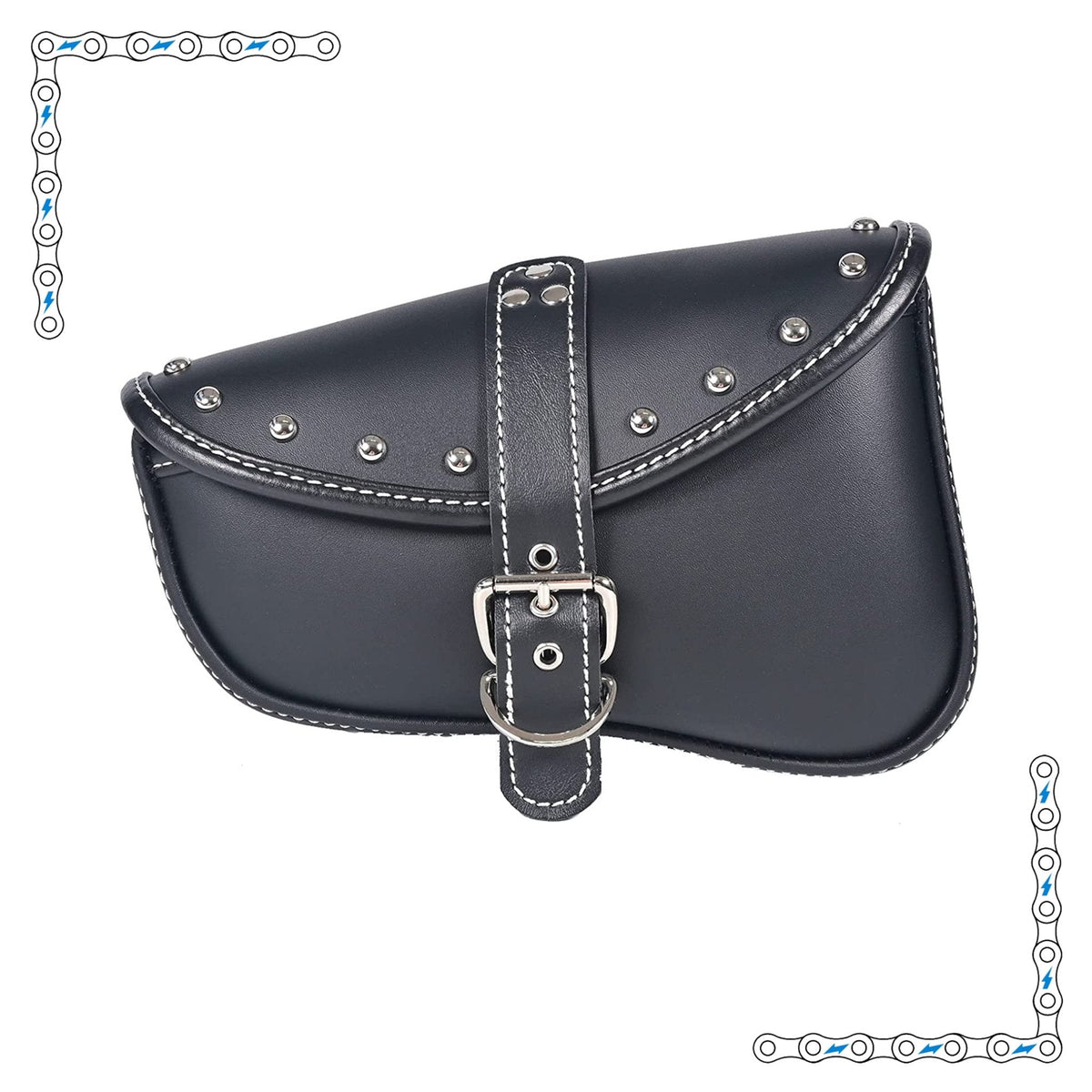 eBike Black Leather Studded Triangle Moto Saddle Bag Set of 2 for ebike - Accessories - EBIKE|ACCES|0427 eBike Super Shop