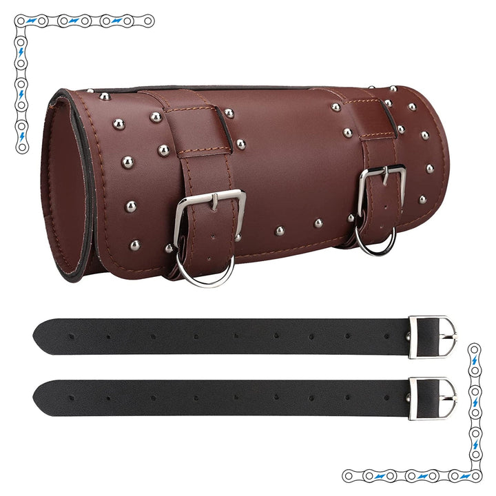 eBike Brown Leather Rounded Studded Bar Bag for ebike - Accessories - eBike Super Shop