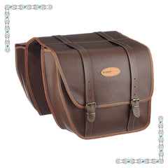 eBike Chocolate Brown Leather Saddle Bags for ebike