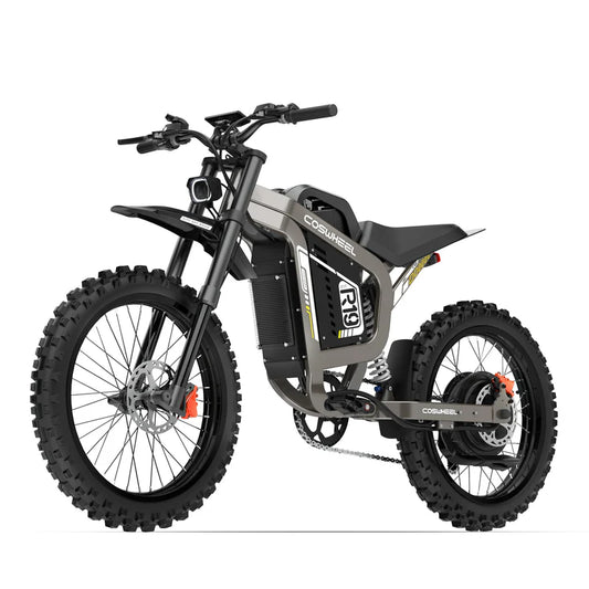 Coswheel R19 electric bike in gray color, side view, displayed on a white background.