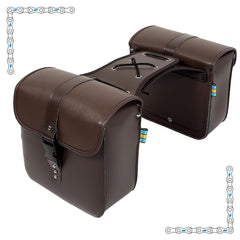 eBike Dark Brown Single Buckle Leather Saddle Bags for ebike