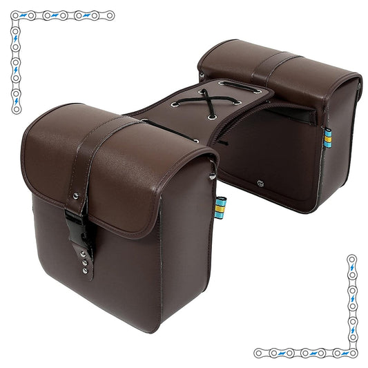 eBike Dark Brown Single Buckle Leather Saddle Bags for ebike - Accessories - eBike Super Shop