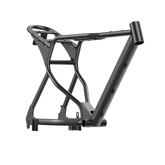 Black Macfox X7L eBike frame, side view, isolated on white background