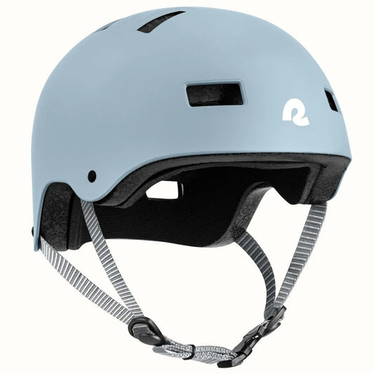 Matte crystal blue Retrospec Dakota eBike helmet, side view, with adjustable straps and multiple air vents