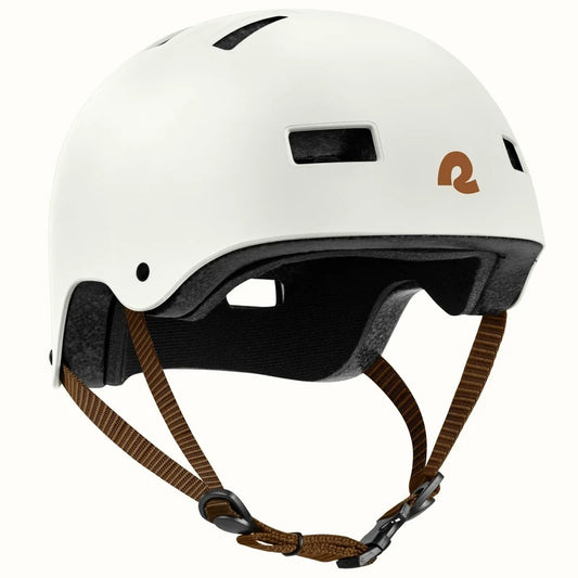 Matte eggshell Retrospec Dakota eBike helmet with multiple air vents and adjustable straps, displayed on a plain background.