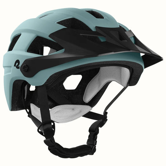 Matte evergreen Retrospec Rowan mountain bike helmet for eBikes, side view, with adjustable straps and ventilation holes