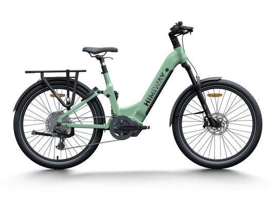 Green HIMIWAY A7 PRO 500W step-thru electric beach cruiser eBike with 27.5x2.4 fat tires, product image