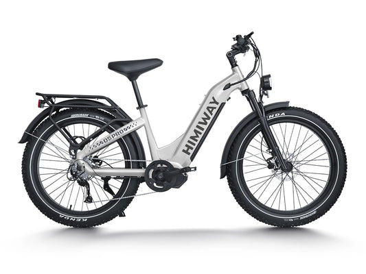 White Himiway D5 Pro Step Thru electric bike, side view, against a plain background