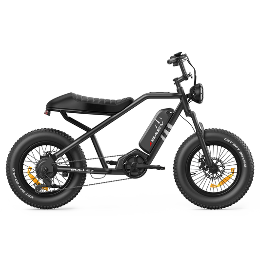 Metallic black Raev Bullet eBike side view showcasing sleek frame and modern design