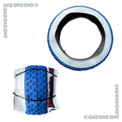 eBike Tires 20" x 4" White Wall Blue Knobby for Fat Tire Electric Bike