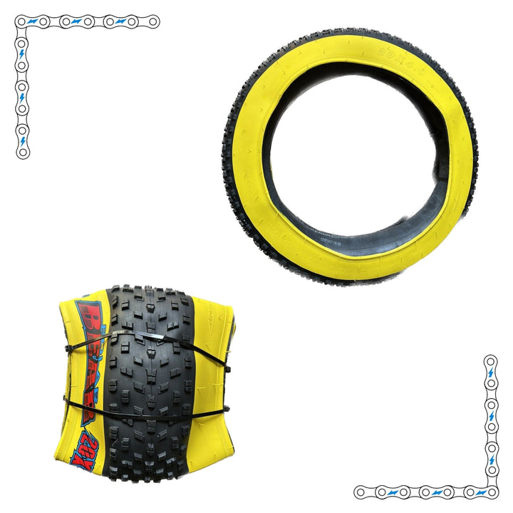 eBike Tires 20" x 4" Yellow Wall Black Knobby for Fat Tire Electric Bike - Parts - EBIKE|TIRES|0506 eBike Super Shop