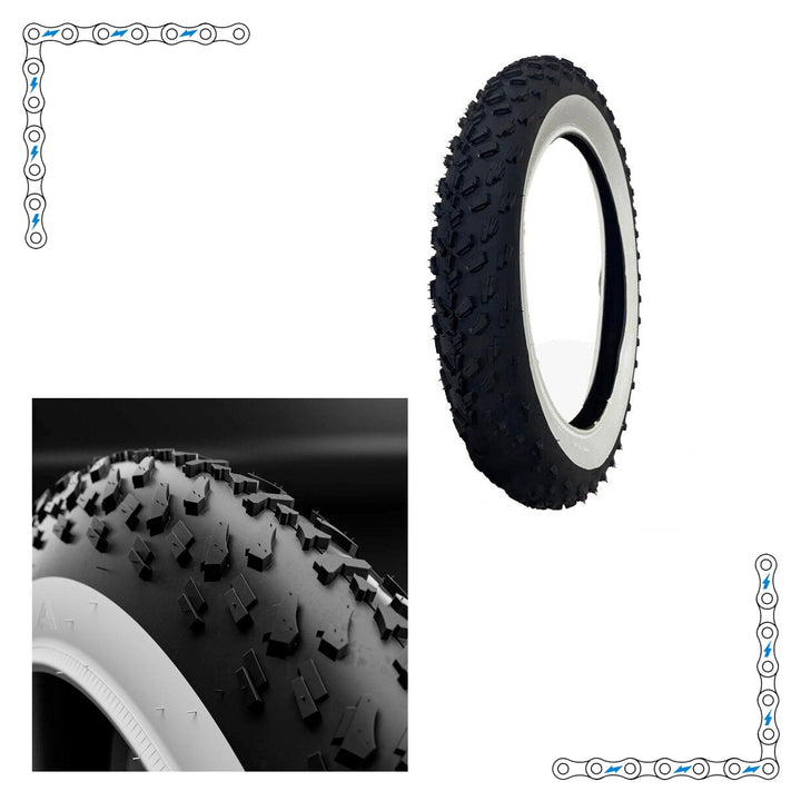 eBike Tires 26" x 4" White Wall Black Knobby for Fat Tire Electric Bike - Tires - eBike Super Shop