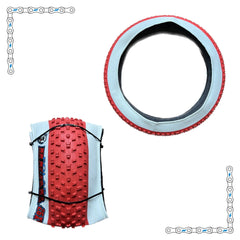 eBike Tires 26" x 4" White Wall Red Knobby for Fat Tire Electric Bike