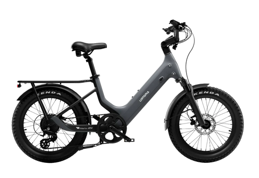 Urtopia Carbon Joy eBike in charcoal gray, side view, against a plain background