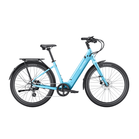 Velotric Breeze 1 eBike in Ocean Mist color, side view, against a plain background