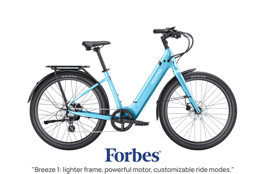 Velotric Breeze 1 eBike in Ocean Mist color, side view, against a plain background