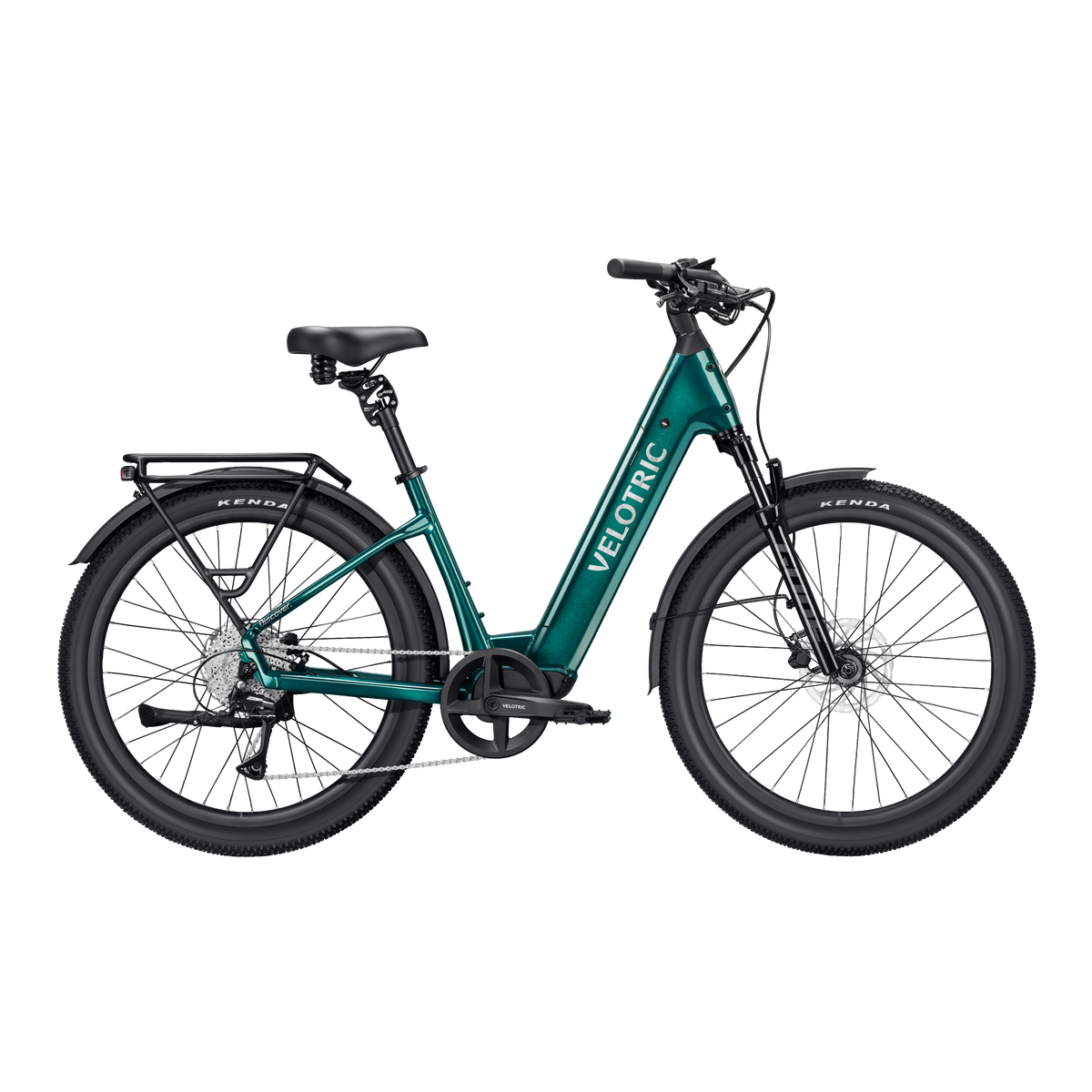 Emerald green Velotric Discover 3 eBike side view against a white background