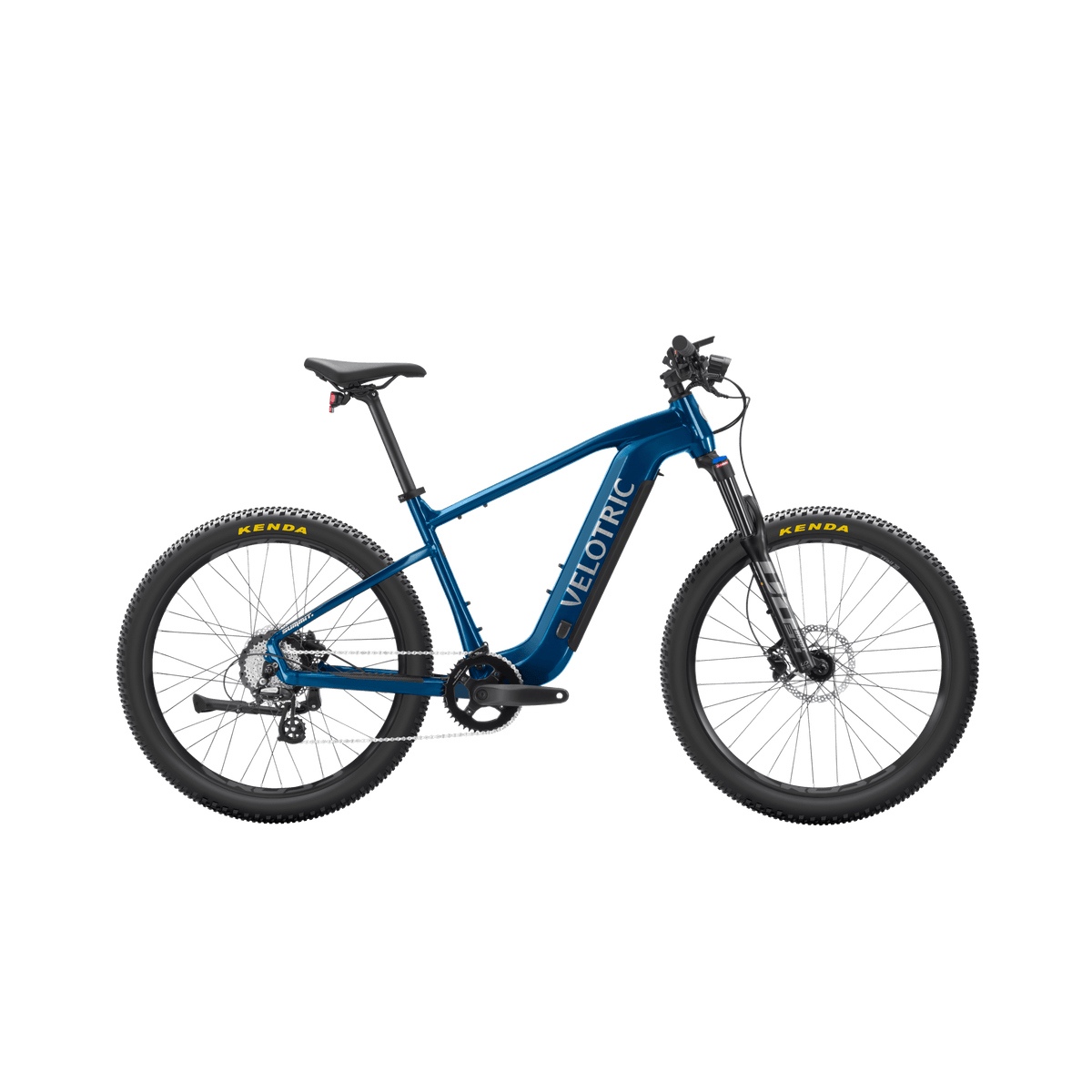 Royal blue Velotric Summit 1 eBike side view against a white background