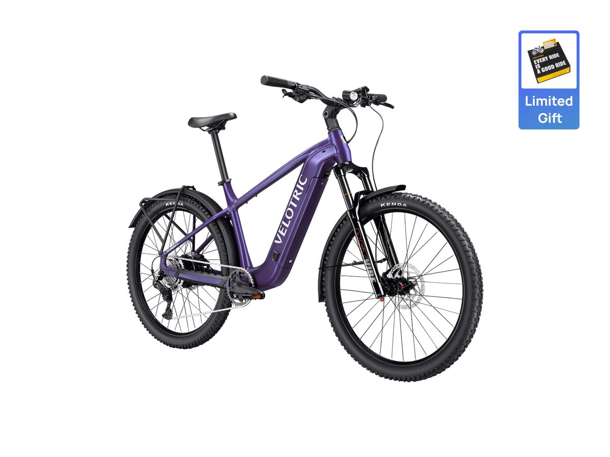 Velotric Summit 2 eBike in Galaxy Purple, side view, showcasing frame design and components